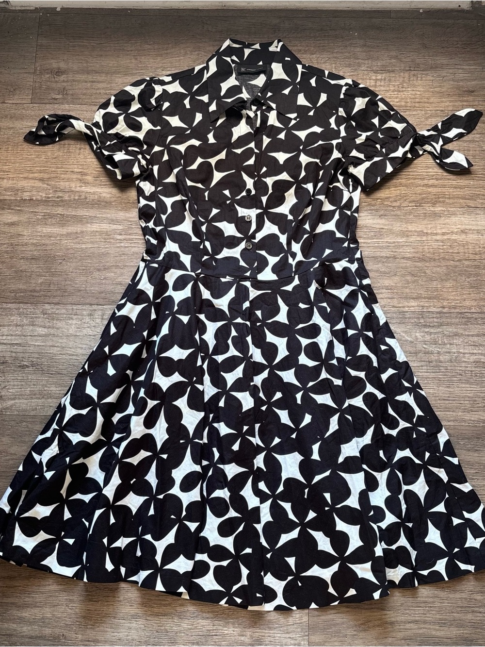 INC International Concepts Black & White Floral Fit-and-Flare Dress Feminine